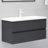 NNEVL 2 Piece Bathroom Furniture Set Grey Engineered Wood