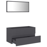 NNEVL 2 Piece Bathroom Furniture Set Grey Engineered Wood