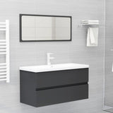 NNEVL 2 Piece Bathroom Furniture Set Grey Engineered Wood