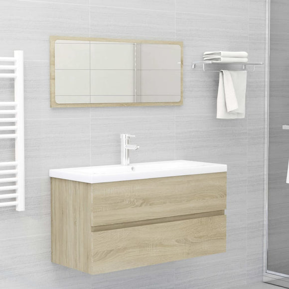 NNEVL 2 Piece Bathroom Furniture Set Sonoma Oak Engineered Wood