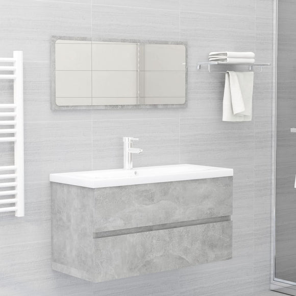 NNEVL 2 Piece Bathroom Furniture Set Concrete Grey Engineered Wood