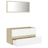 NNEVL 2 Piece Bathroom Furniture Set White and Sonoma Oak Engineered Wood