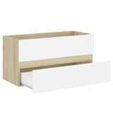 NNEVL 2 Piece Bathroom Furniture Set White and Sonoma Oak Engineered Wood