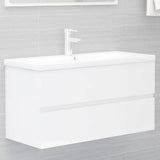 NNEVL 2 Piece Bathroom Furniture Set High Gloss White Engineered Wood