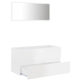 NNEVL 2 Piece Bathroom Furniture Set High Gloss White Engineered Wood