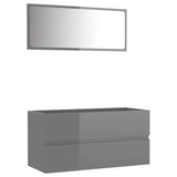 NNEVL 2 Piece Bathroom Furniture Set High Gloss Grey Engineered Wood