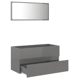 NNEVL 2 Piece Bathroom Furniture Set High Gloss Grey Engineered Wood