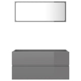 NNEVL 2 Piece Bathroom Furniture Set High Gloss Grey Engineered Wood