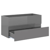 NNEVL 2 Piece Bathroom Furniture Set High Gloss Grey Engineered Wood