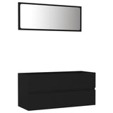 NNEVL 2 Piece Bathroom Furniture Set Black Chipboard