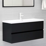 NNEVL 2 Piece Bathroom Furniture Set Black Chipboard