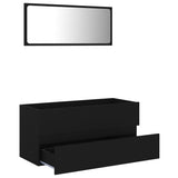 NNEVL 2 Piece Bathroom Furniture Set Black Chipboard