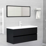 NNEVL 2 Piece Bathroom Furniture Set Black Chipboard