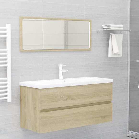 NNEVL 2 Piece Bathroom Furniture Set Sonoma Oak Chipboard