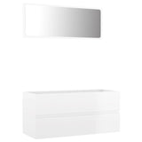 NNEVL 2 Piece Bathroom Furniture Set High Gloss White Chipboard