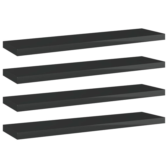 NNEVL Bookshelf Boards 4 pcs High Gloss Black 40x10x1.5 cm Chipboard