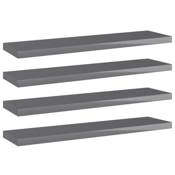 NNEVL Bookshelf Boards 4 pcs High Gloss Grey 40x10x1.5 cm Chipboard