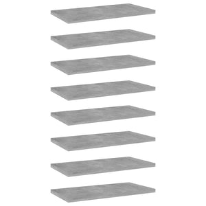 NNEVL Bookshelf Boards 8 pcs Concrete Grey 40x20x1.5 cm Chipboard