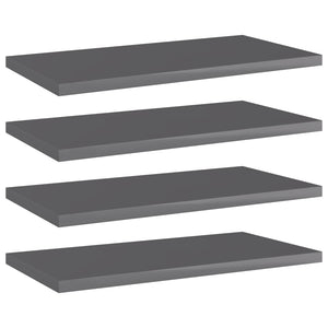 NNEVL Bookshelf Boards 4 pcs High Gloss Grey 40x20x1.5 cm Chipboard