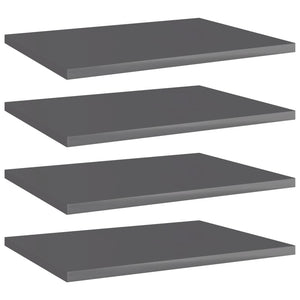 NNEVL Bookshelf Boards 4 pcs High Gloss Grey 40x30x1.5 cm Chipboard
