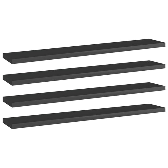 NNEVL Bookshelf Boards 4 pcs High Gloss Black 60x10x1.5 cm Chipboard