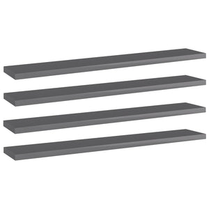 NNEVL Bookshelf Boards 4 pcs High Gloss Grey 60x10x1.5 cm Chipboard