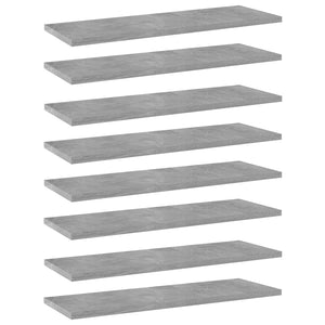 NNEVL Bookshelf Boards 8 pcs Concrete Grey 60x20x1.5 cm Chipboard