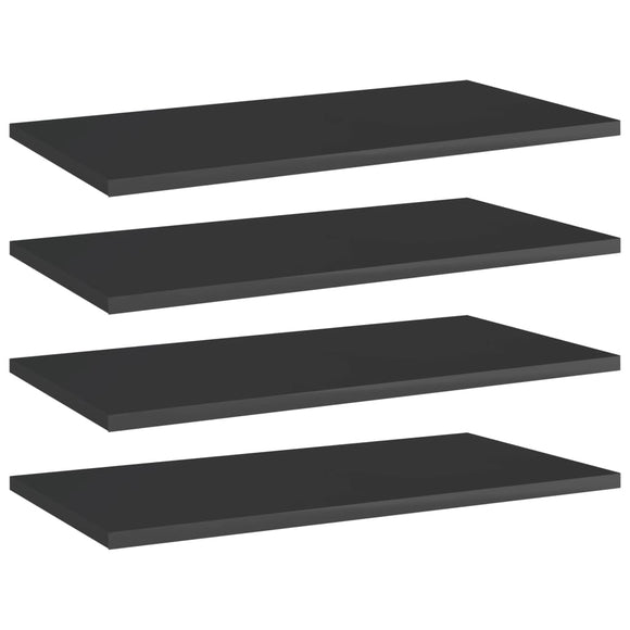 NNEVL Bookshelf Boards 4 pcs High Gloss Black 60x30x1.5 cm Chipboard