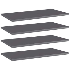 NNEVL Bookshelf Boards 4 pcs High Gloss Grey 60x30x1.5 cm Chipboard