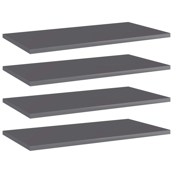 NNEVL Bookshelf Boards 4 pcs High Gloss Grey 60x30x1.5 cm Chipboard