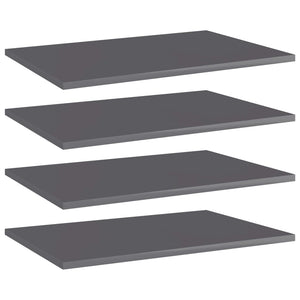 NNEVL Bookshelf Boards 4 pcs High Gloss Grey 60x40x1.5 cm Chipboard