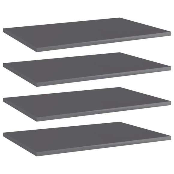 NNEVL Bookshelf Boards 4 pcs High Gloss Grey 60x40x1.5 cm Chipboard