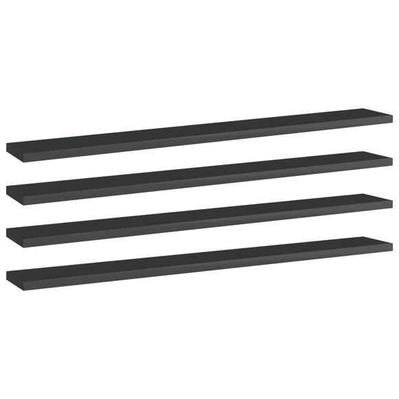 NNEVL Bookshelf Boards 4 pcs High Gloss Black 80x10x1.5 cm Chipboard