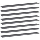 NNEVL Bookshelf Boards 8 pcs High Gloss Grey 80x10x1.5 cm Engineered Wood