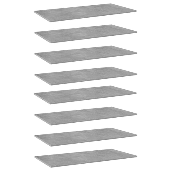 NNEVL Bookshelf Boards 8 pcs Concrete Grey 80x20x1.5 cm Chipboard