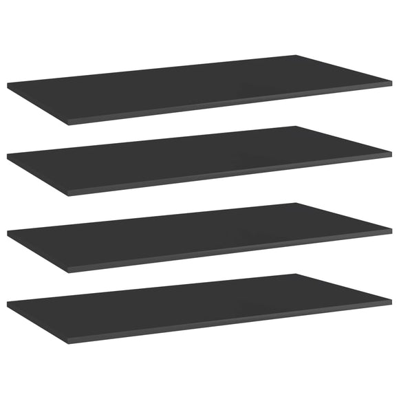 NNEVL Bookshelf Boards 4 pcs High Gloss Black 80x20x1.5 cm Chipboard