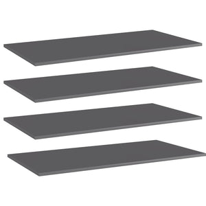 NNEVL Bookshelf Boards 4 pcs High Gloss Grey 80x20x1.5 cm Chipboard
