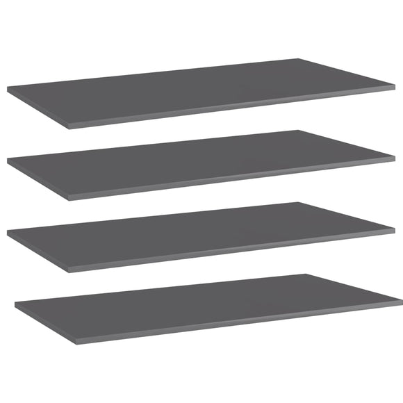 NNEVL Bookshelf Boards 4 pcs High Gloss Grey 80x30x1.5 cm Chipboard