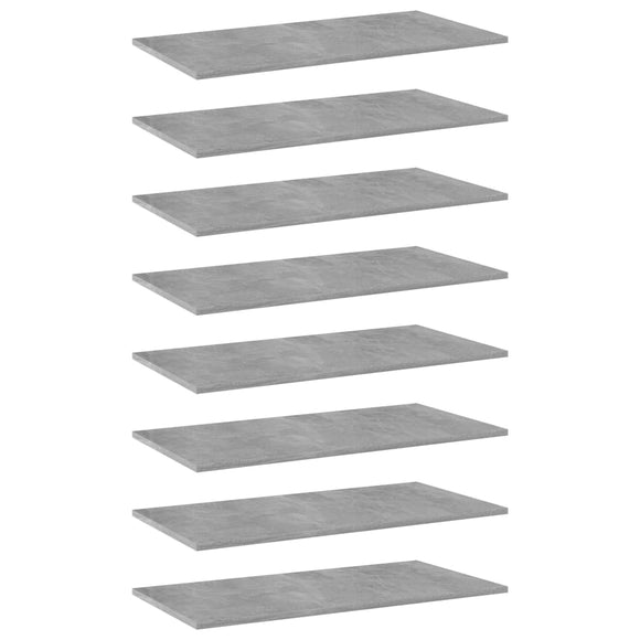 NNEVL Bookshelf Boards 8 pcs Concrete Grey 80x40x1.5 cm Chipboard
