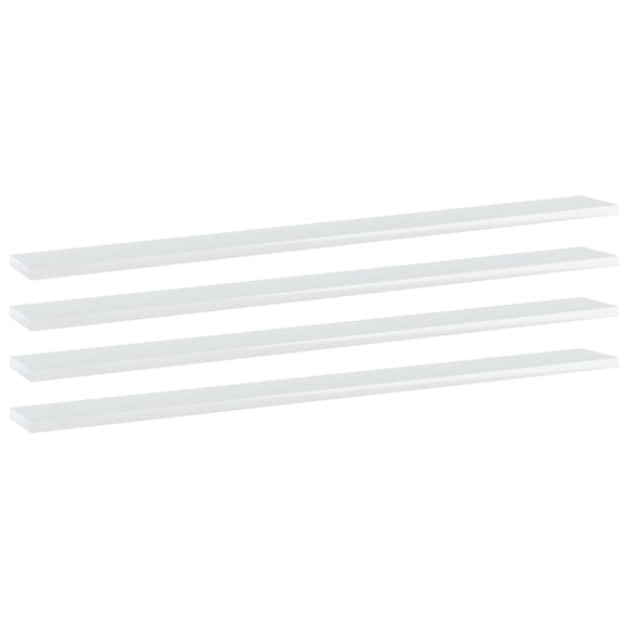 NNEVL Bookshelf Boards 4 pcs High Gloss White 100x10x1.5 cm Chipboard