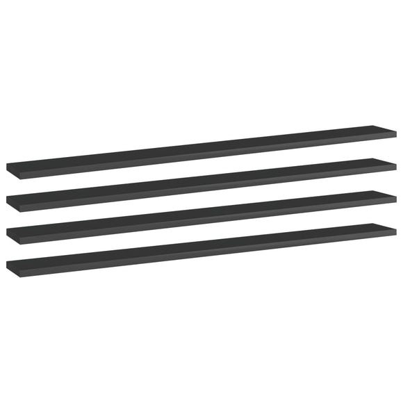 NNEVL Bookshelf Boards 4 pcs High Gloss Black 100x10x1.5 cm Chipboard