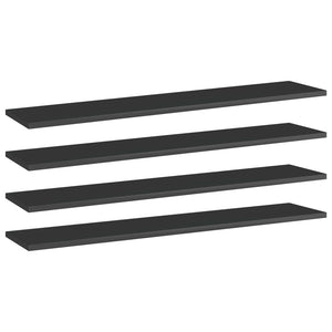 NNEVL Bookshelf Boards 4 pcs High Gloss Black 100x20x1.5 cm Chipboard