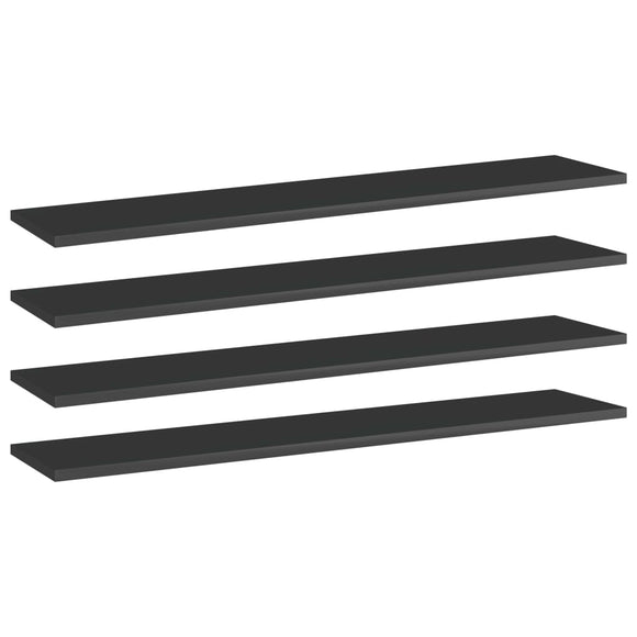 NNEVL Bookshelf Boards 4 pcs High Gloss Black 100x20x1.5 cm Chipboard