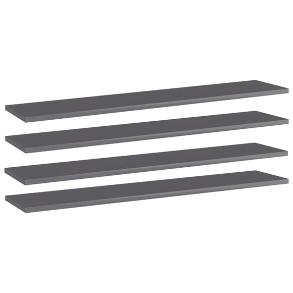 NNEVL Bookshelf Boards 4 pcs High Gloss Grey 100x20x1.5 cm Chipboard