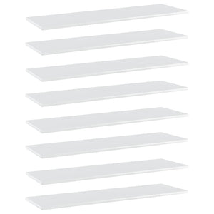 NNEVL Bookshelf Boards 8 pcs High Gloss White 100x30x1.5 cm Chipboard