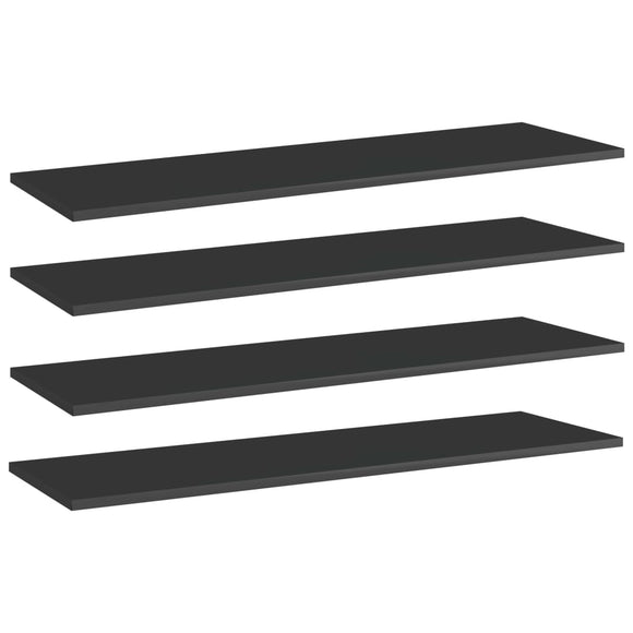 NNEVL Bookshelf Boards 4 pcs High Gloss Black 100x30x1.5 cm Chipboard