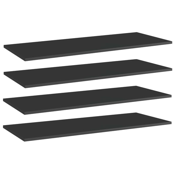 NNEVL Bookshelf Boards 4 pcs High Gloss Black 100x40x1.5 cm Chipboard