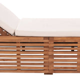 NNEVL Sun Lounger with Cream Cushion Solid Teak Wood