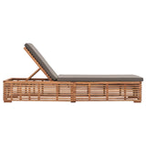 NNEVL Sun Lounger with Dark Grey Cushion Solid Teak Wood