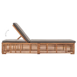 NNEVL Sun Lounger with Dark Grey Cushion Solid Teak Wood